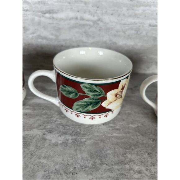 Gibson Everyday China Sweet Magnolia‎ Pattern Cup Mug Set Of 4 - Picture 7 of 16